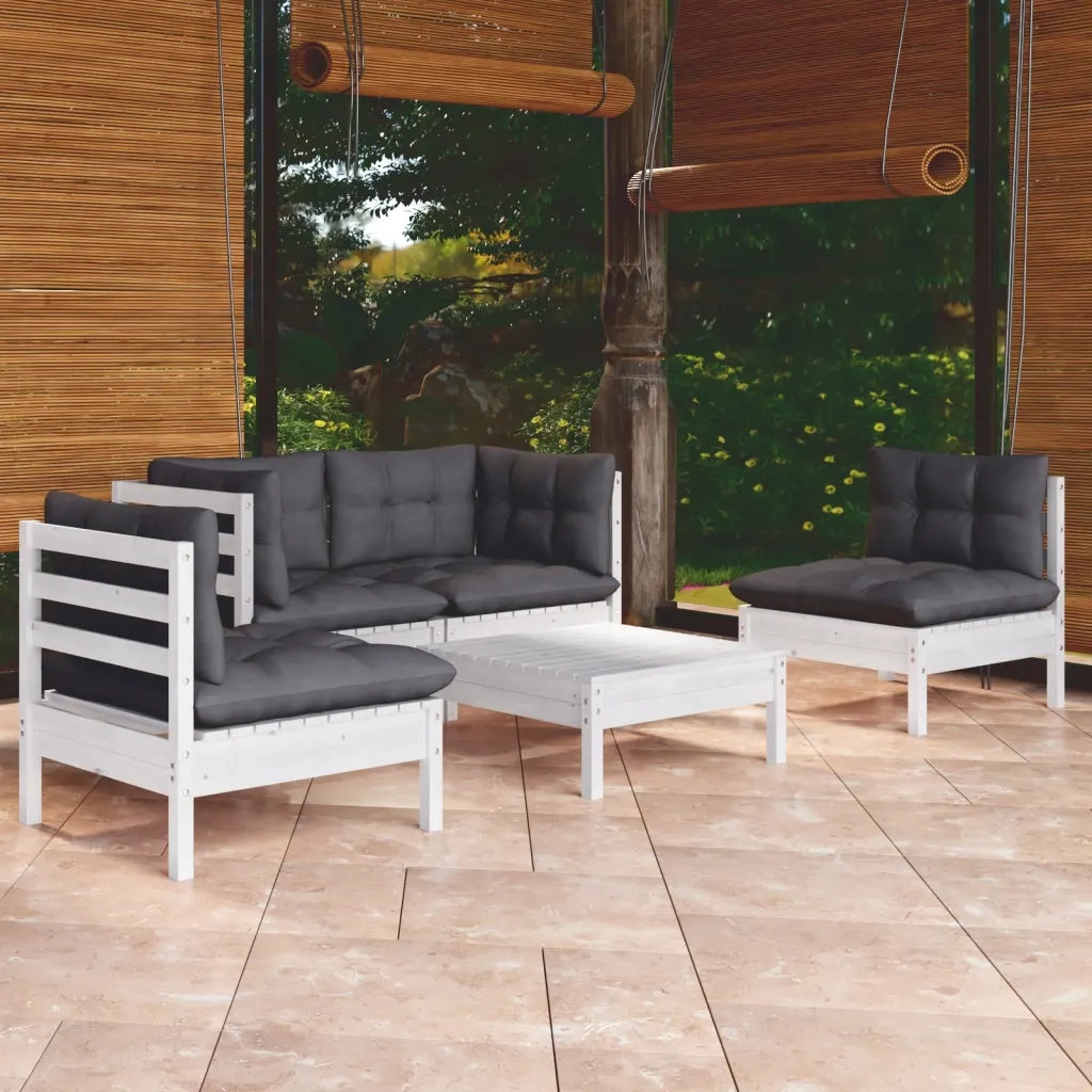 Set Divani da Giardino 5 pz con Cuscini in Massello di Pino cod mxl 44362