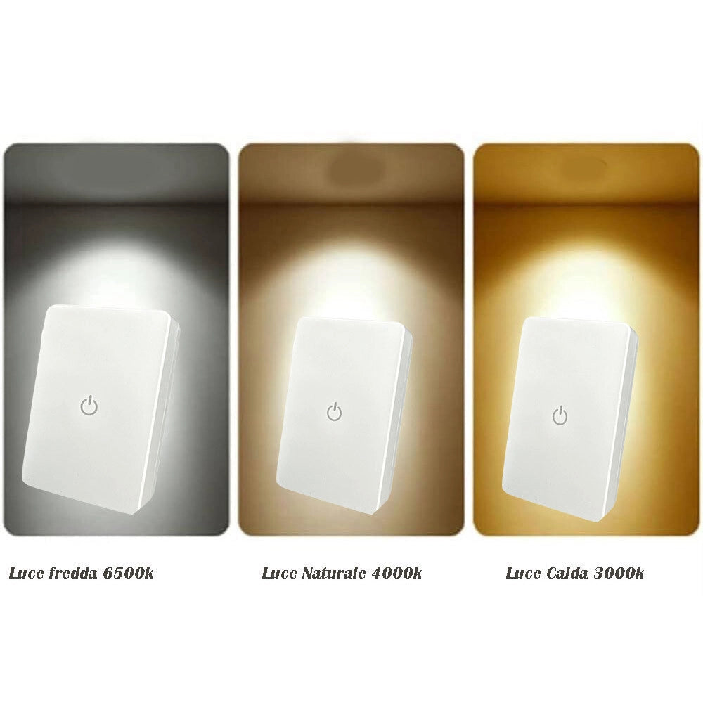 Trade Shop - Luce Notturna A 4 Led Con Doppia Emissione Luce Con Interruttore Touch 0.6w Xgcmd-002 -