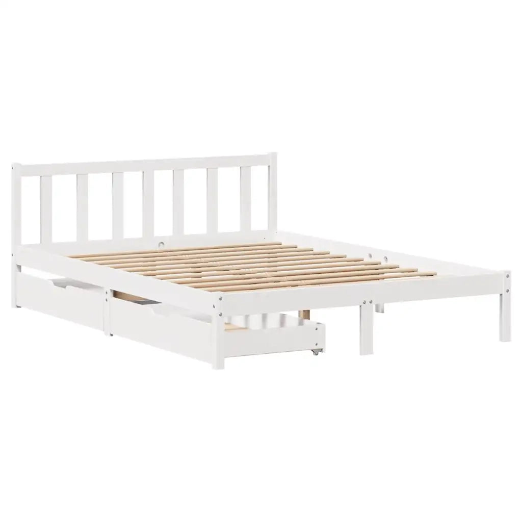 Letto senza Materasso Bianco 140x200 cm Legno Massello di Pino