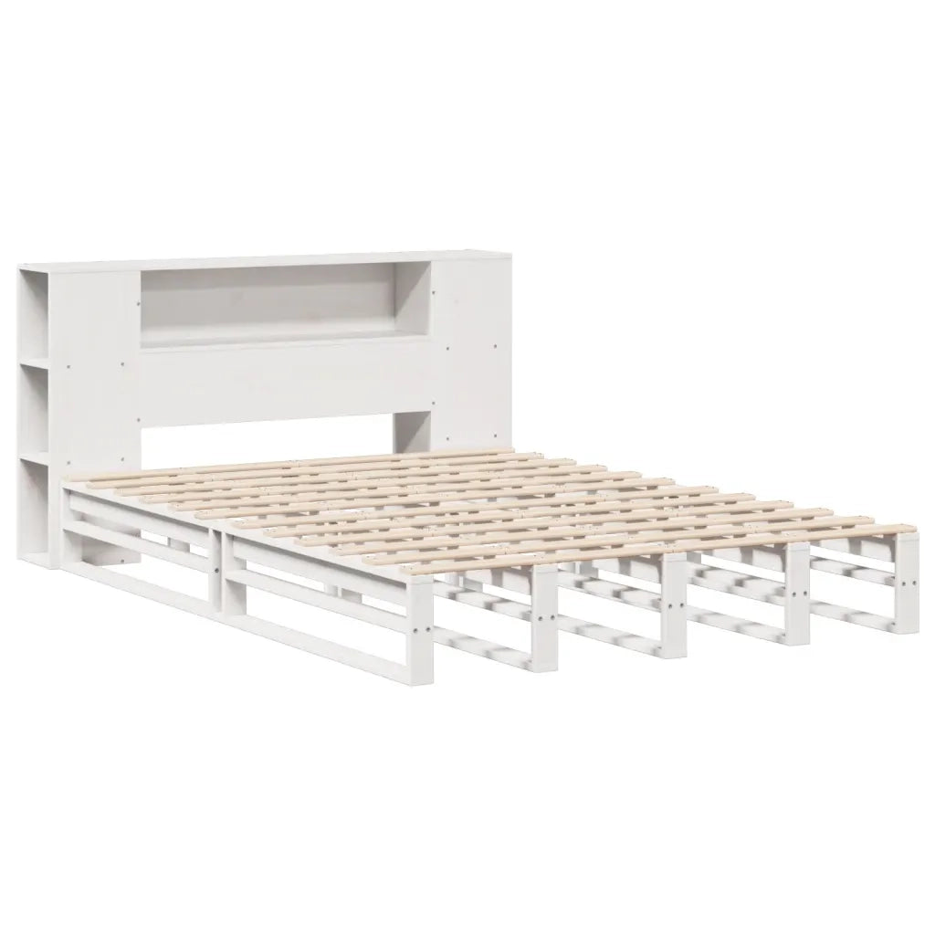 Letto Libreria senza Materasso Bianco 135x190 cm Legno Massello 3323894