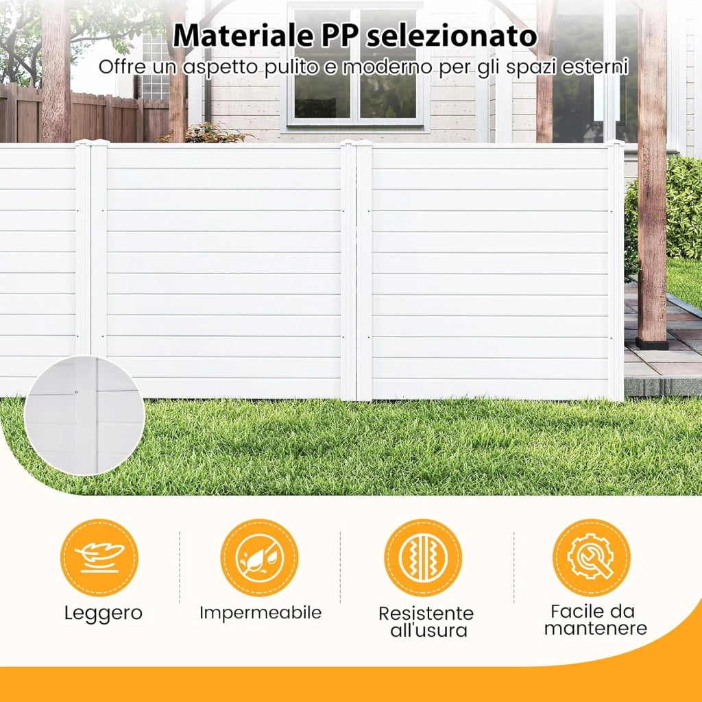 Schermo per Privacy da Esterno, 123 x 123 cm Recinzione Decorativa con Picchetti in Metallo, Pannelli Privacy da Giardino per Condizionatore d'Aria, Bidoni della Spazzatura (Bianco)