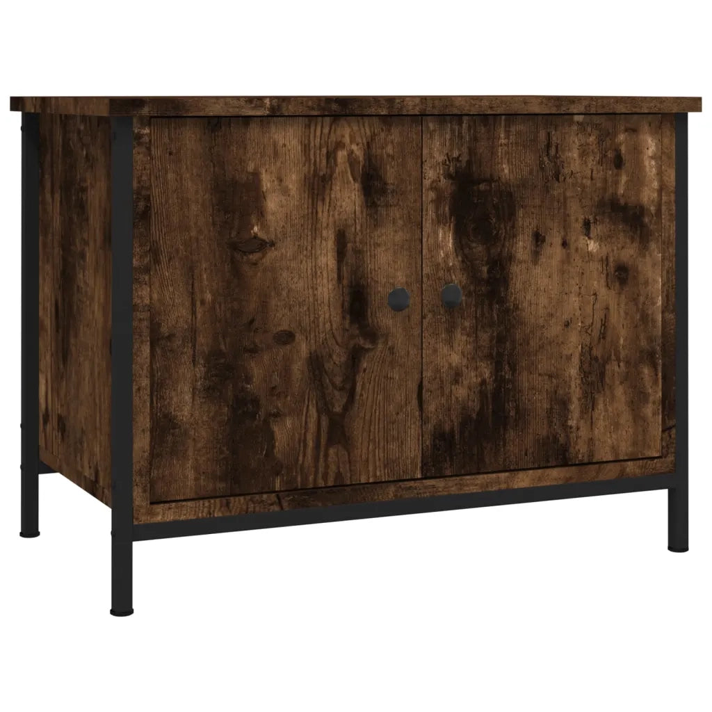 Mobile TV con Ante Rovere Fumo 60x35x45 cm in Legno Multistrato 826297