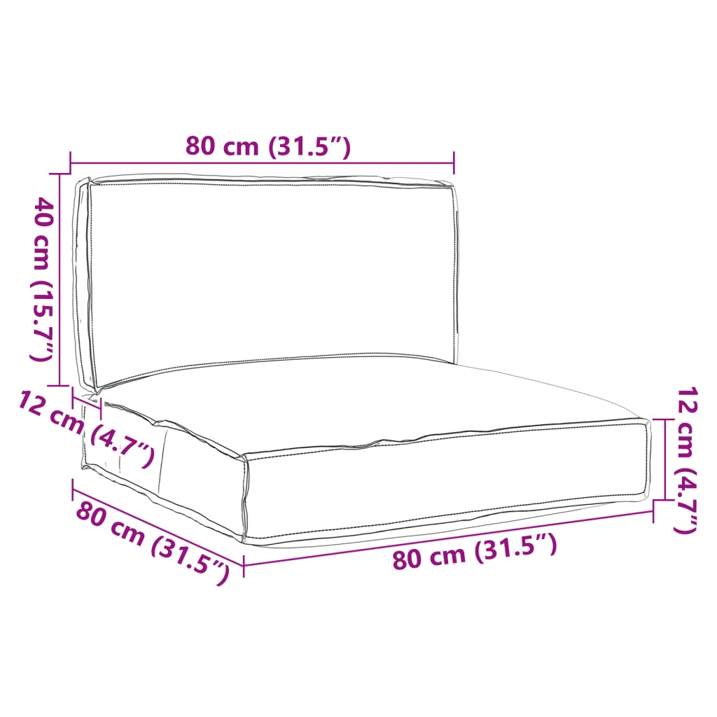 Set di Cuscini per Pallet in 2 Pezzi Rosso Bordeaux in Tessuto Oxford