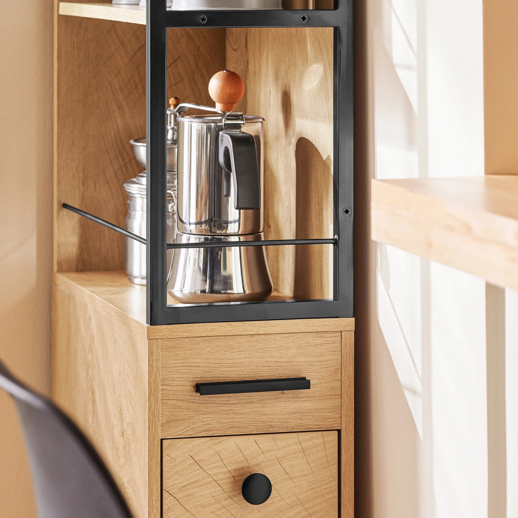 SoBuy Carrello Salvaspazio con Cassetti e Ruote, Mobiletto Multiuso per Cucina, Bagno e Lavanderia Naturale 20x40x170 cm NSR13-N