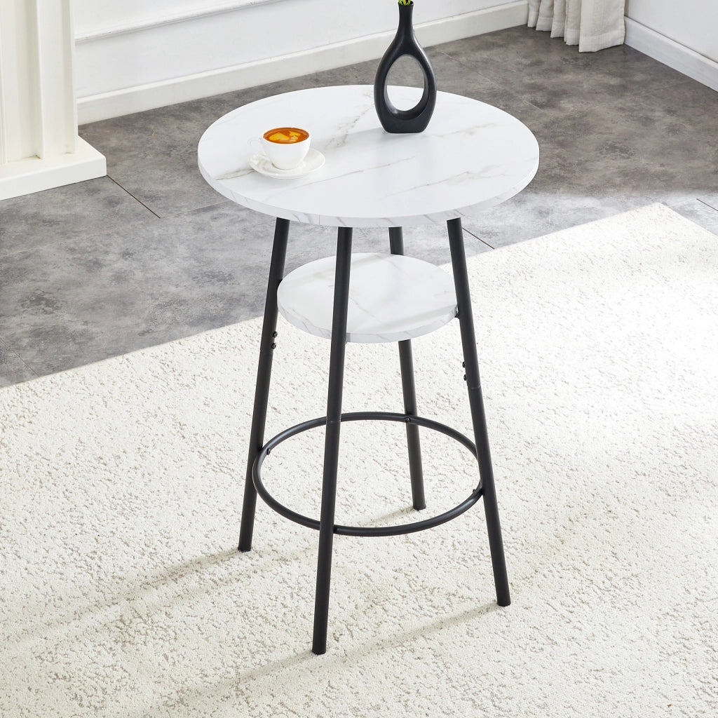 Bancone moderna con ripiano - Zephmum- Marmo bianco, telaio nero, ?60x89cm