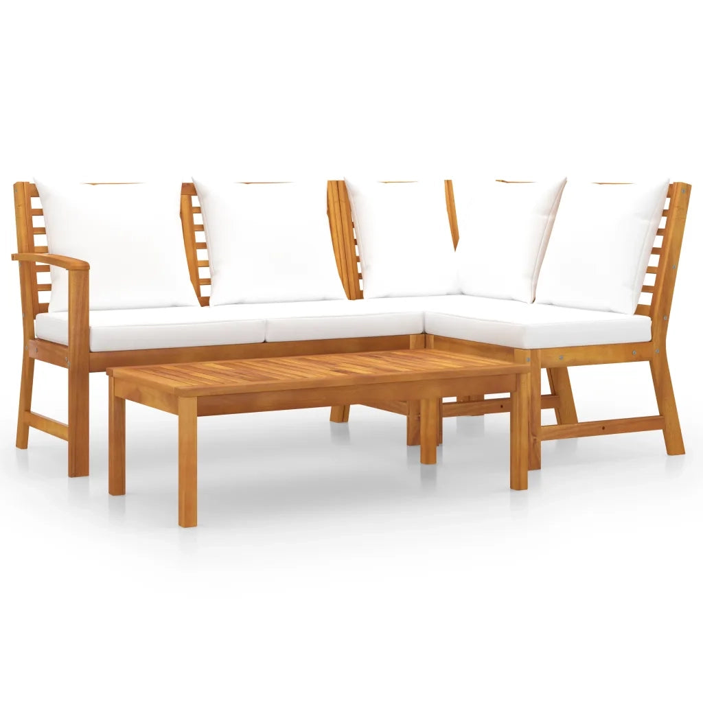 Set Divani da Giardino 4 pz con Cuscini Crema in Legno Acacia 3057771