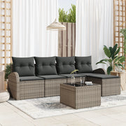 Set Divano da Giardino  5 Pezzi con Cuscini Rattan Polyrattan Nero