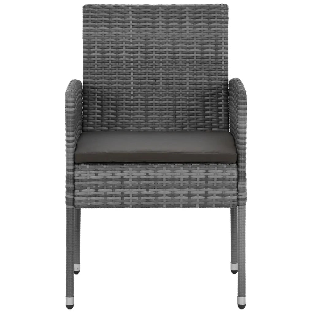 Set da Pranzo per Esterni 7 pz in Polyrattan Grigio