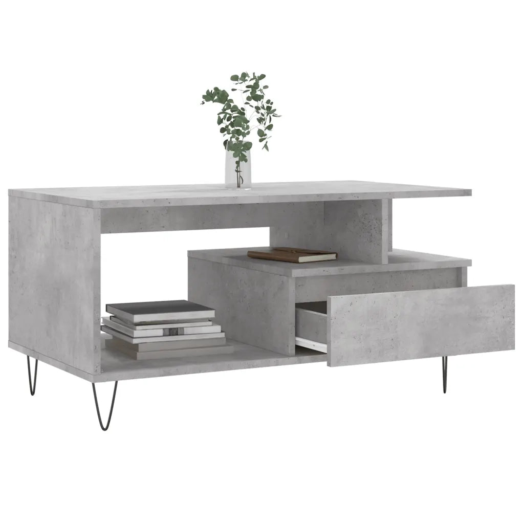 Tavolino Salotto Grigio Cemento 90x49x45 cm Legno Multistrato 831024