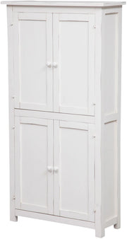 Biscottini Stipetto Country in legno massello di tiglio struttura bianca anticata L68xPR25xH130 cm. Made in Italy