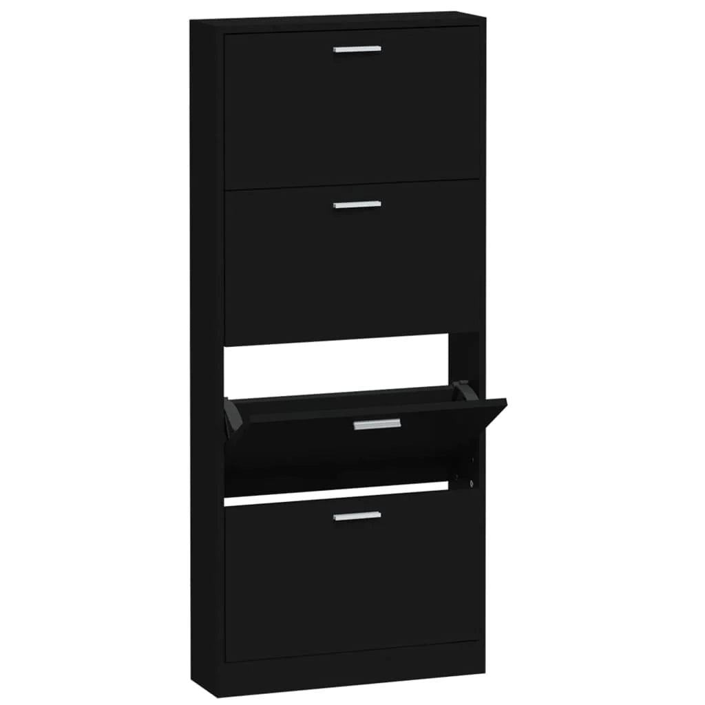 Scarpiera mobile contenitore per scarpe mobile per ingresso/corridoio/soggiorno 59 x 17 x 150 cm legno ingegnerizzato nero 02_0021983
