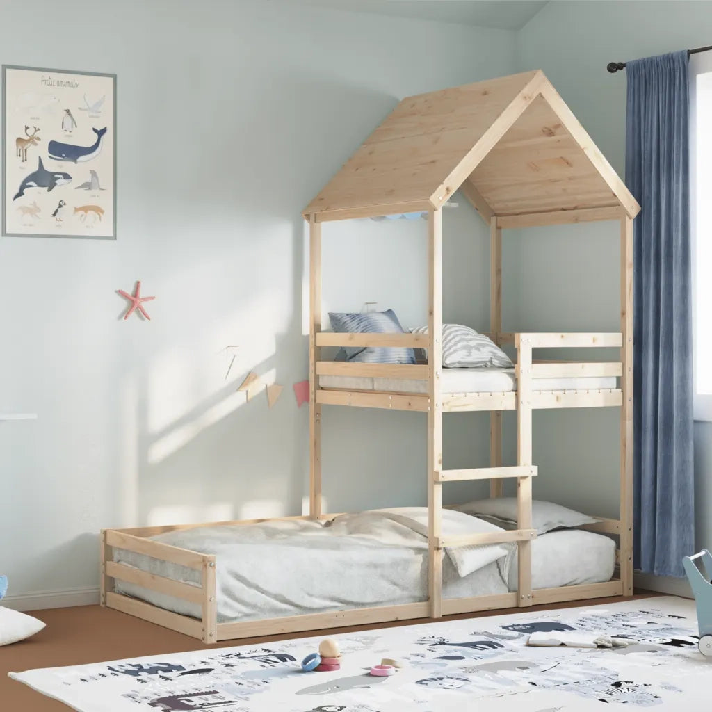 Letto a Castello senza Materasso 90x200cm Massello Pino