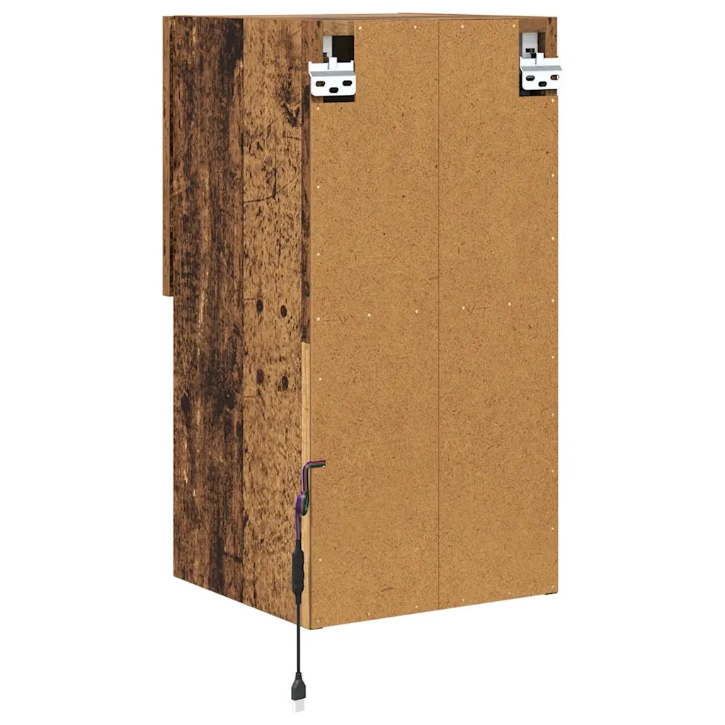Set di 2 moderni mobili porta TV rettangolari a parete 30,5 x 30 x 60 cm con illuminazione a LED per creare un'atmosfera accogliente in legno anticato 02_0052805