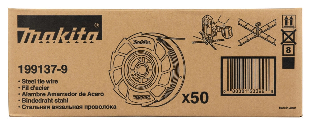 Makita 199137-9 – Filo metallico di legatura 0,8 mm per legatrice DTR180/DTR181 (50 bobine)