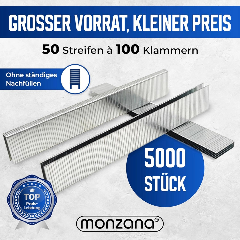 Graffe per Pinzatrice 5000 Pezzi Graffette da 16 mm Zincate 50x100 Tipo U per Pinza a Batteria Spillatrice Elettrica
