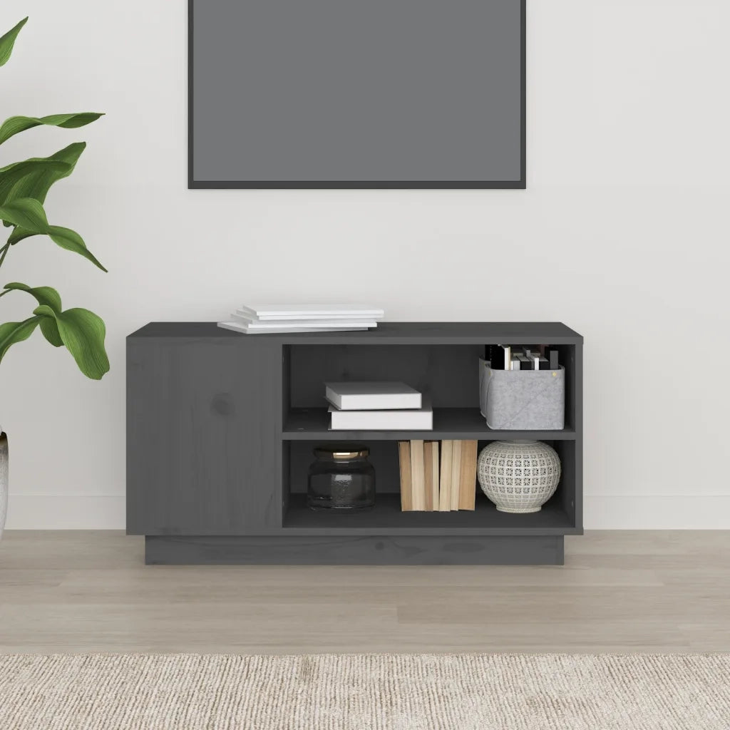 Mobile Porta TV Grigio 80x35x40,5 cm in Legno Massello di Pino cod mxl 26335