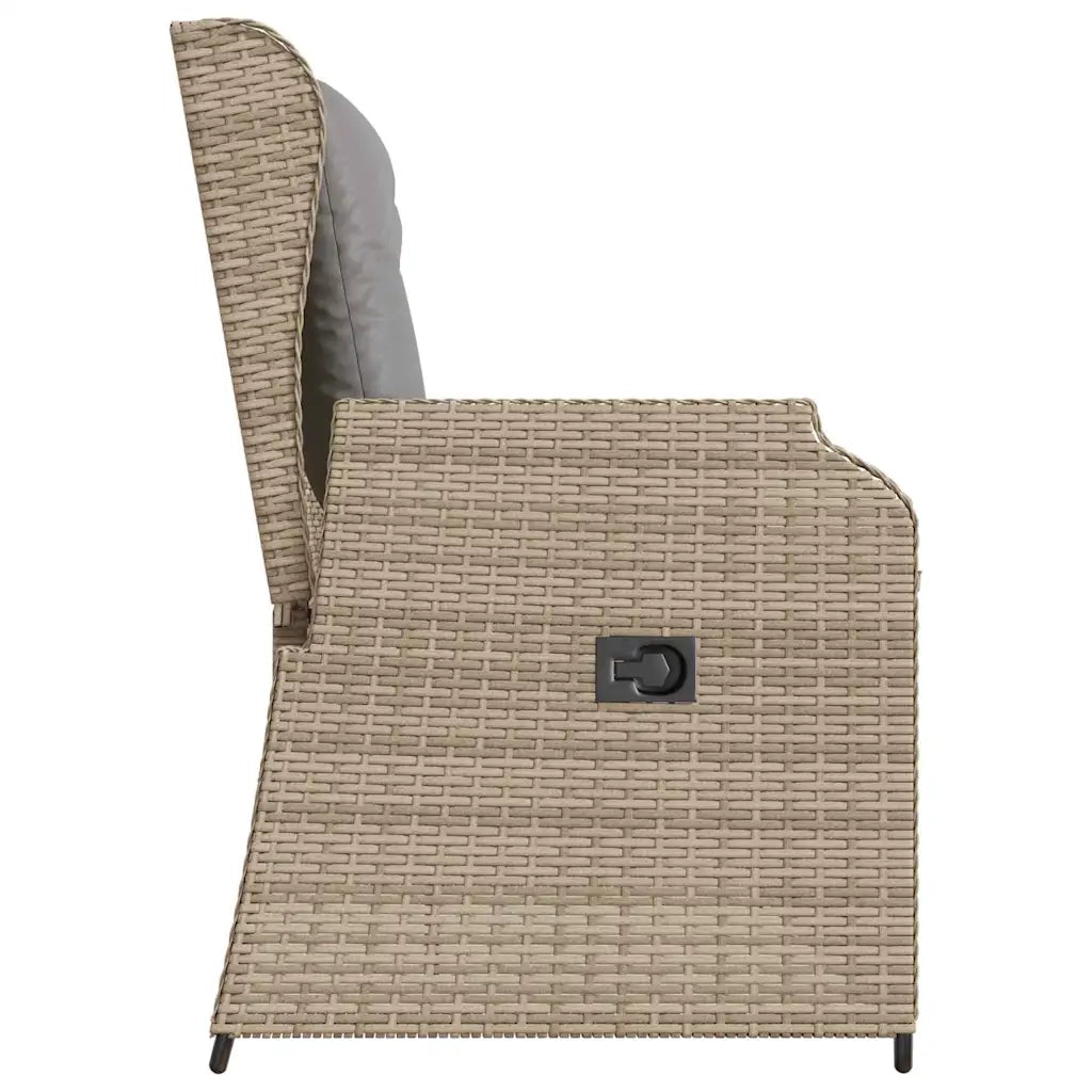 Panca Reclinabile da Giardino con Cuscini-Sgabello-Sedia da esterno Beige in Polyrattan 109123