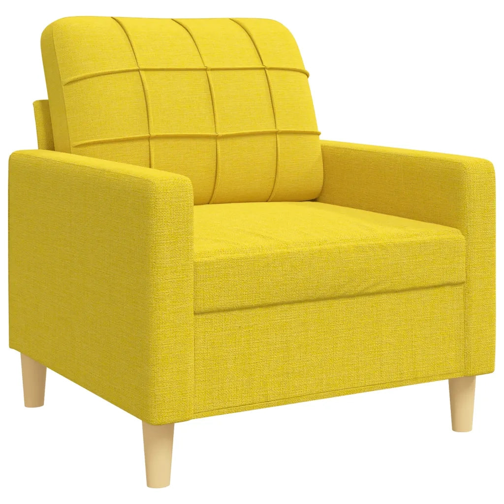 Set di Divani 3 pz con Poggiapiedi Giallo Chiaro in Tessuto 3278308