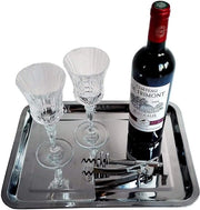 Set di 2 piatti da servire, bordo piano, rettangolare, acciaio inossidabile, 36 x 27 cm