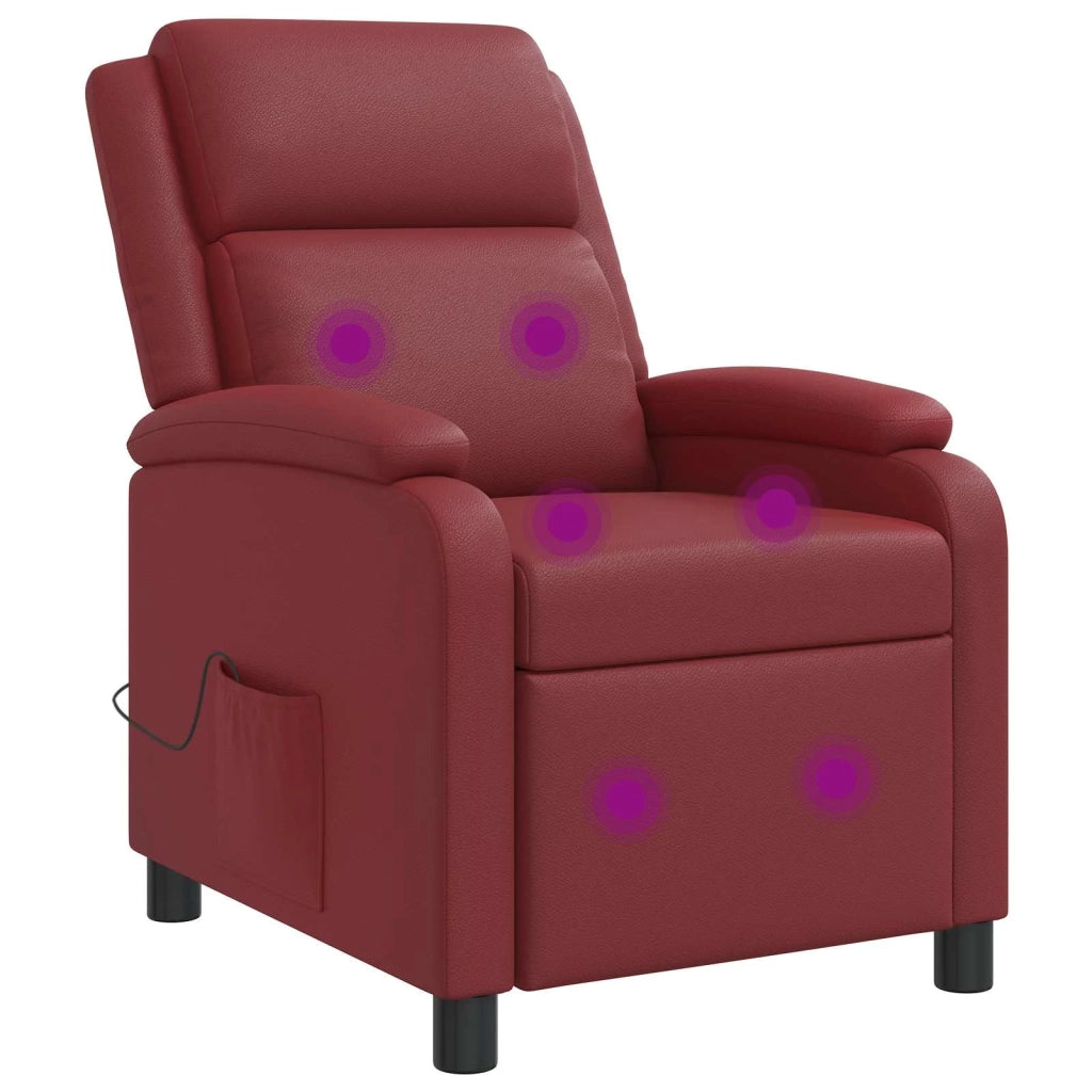 Divano Sedia-Poltrona Massaggiante Rosso Vino Similpelle 583880