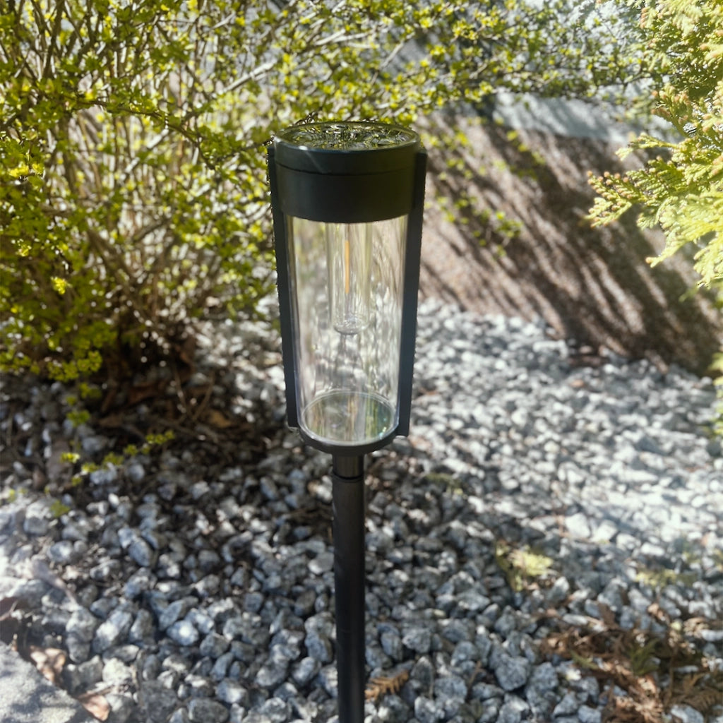 Paletto solare LED 2pz 65cm nero tondo 3000K IP44