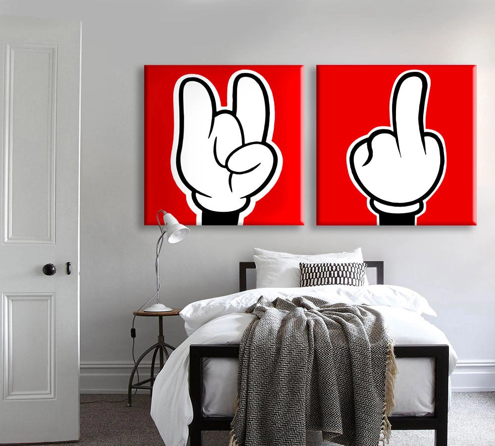 Stampa su tela Mano di Topolino - 01 Quadro Canvas su telaio in legno Misura: 80x80 cm