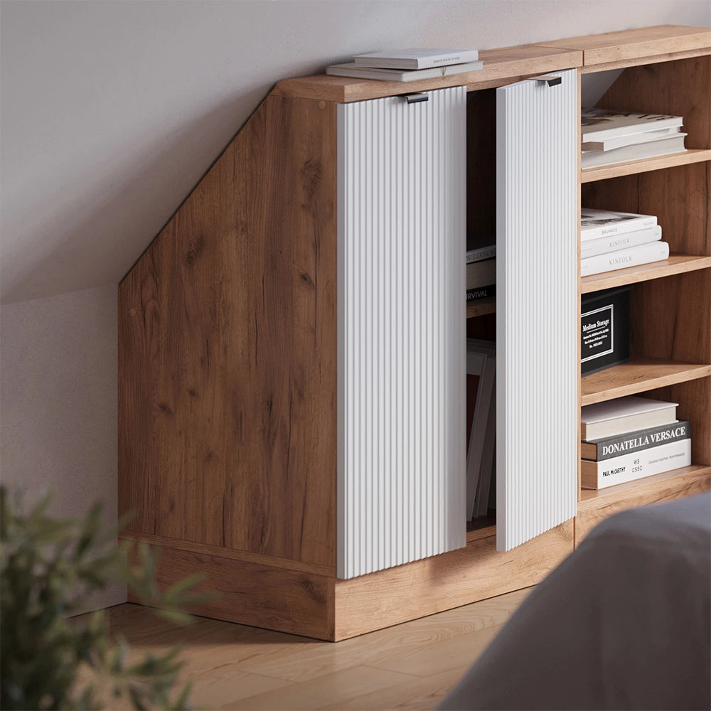 Mobile sottotetto Rion Ondulazione bianca/Rovere dorato 60 x 83.8 cm con 2 porte Vicco