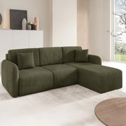 Ranco, Divano Letto con Penisola Contenitore, 245x185 cm Verde