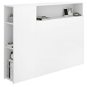 Lander, Testiera Letto con Vani Libreria, 23x127 cm Bianco