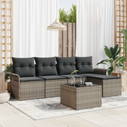 Set Divani Giardino  5 Pezzi con Cuscini Nero Polyrattan