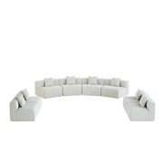 Divano modulare curvo con 2 cuscini e design a tasti del piano per soggiorno in ciniglia - beige