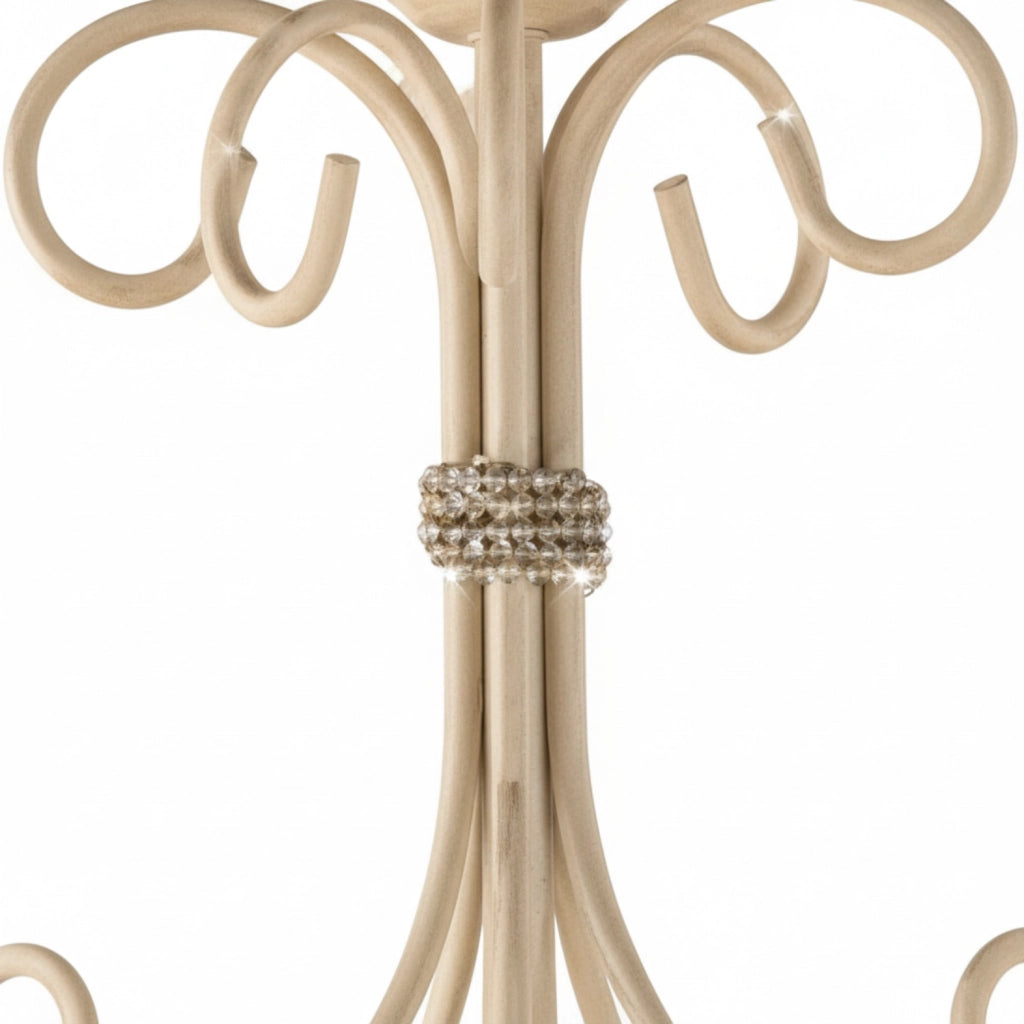 Lampadario Rustico Baltimora Metallo Avorio Oro 5 Luci E14