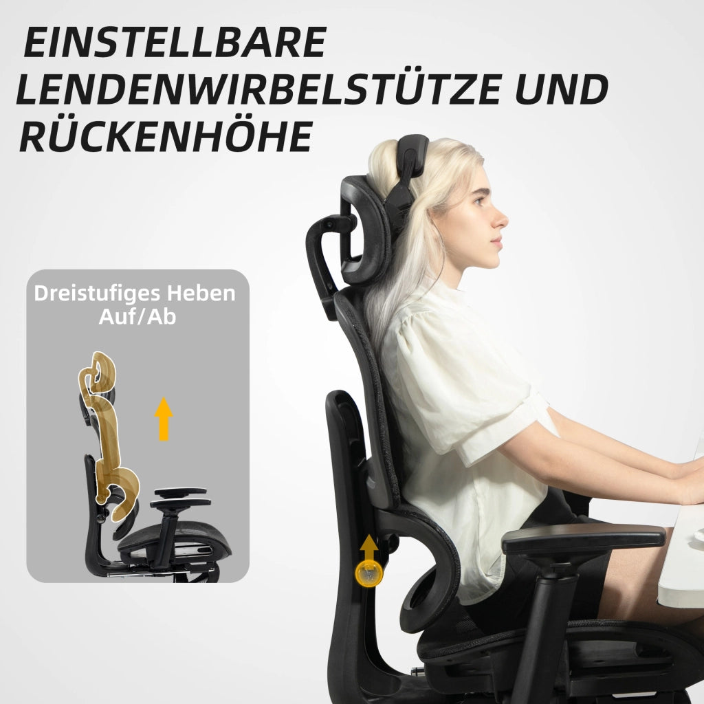 Sedia da Ufficio Ergonomica ¨C Xylo ¨C Rete Traspirante con Braccioli e Poggiatesta Regolabile Nero