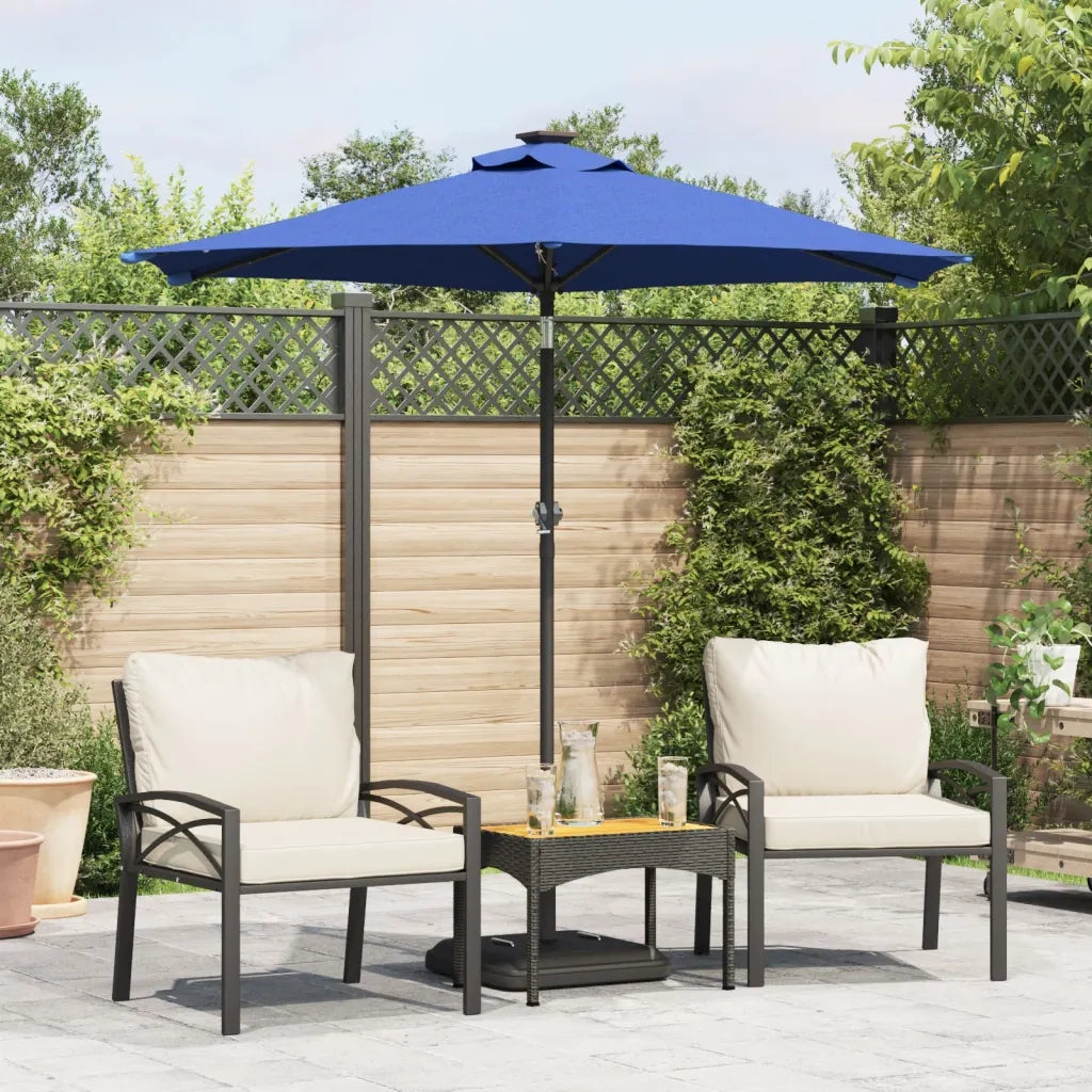 vidaXL Ombrellone Giardino con LED Palo Acciaio Azzurro 225x225x212 cm