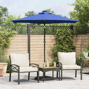 vidaXL Ombrellone Giardino con LED Palo Acciaio Azzurro 225x225x212 cm
