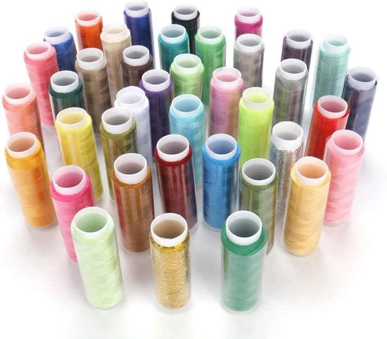 Set di fili per cucito in 39 colori, filo robusto per macchina da cucire e punti a mano, set di bobine di filo poliestere avanzato, accessori per cucito in diversi colori