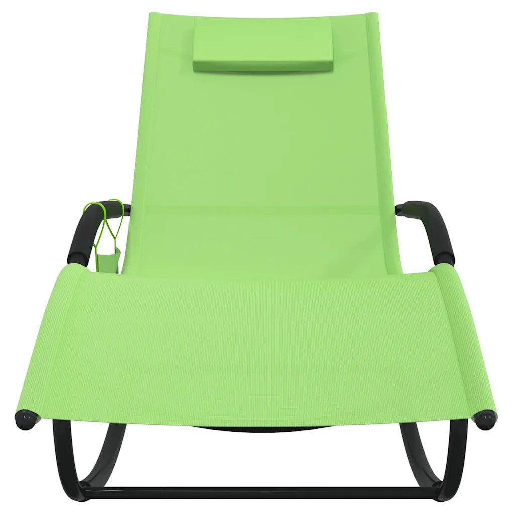 Lettini Prendisole a Dondolo 2 pz in Acciaio e Textilene Verde cod mxl 23273