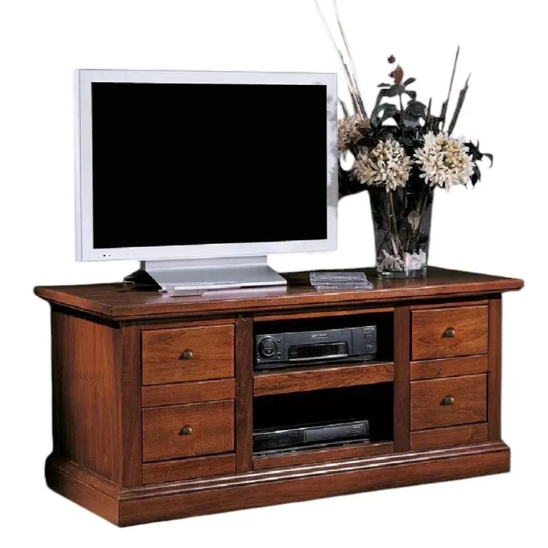 Porta tv classico 4 cassetti 2 vani tinta noce 115x46x54 - Mobili 2G