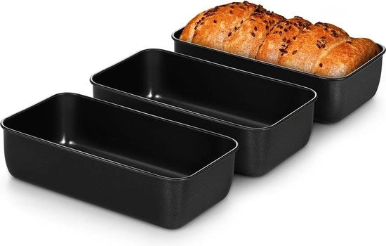 Forma per pane in acciaio inossidabile, 3 strati di antiaderente, set di forni per pane, forma rettangolare per pane/cake/toast, salutare e facile da pulire, 23,3 x 12,7 x 6,3 cm