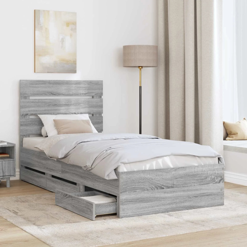 Struttura del letto con cassetto Grigio Sonoma 100 x 200 cm