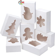 24 pezzi di carta da imballaggio per dolci in cartone con finestra, decorazione natalizia in cartone ondulato, 9" x 6" x 3