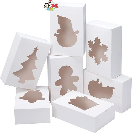 24 pezzi di carta da imballaggio per dolci in cartone con finestra, decorazione natalizia in cartone ondulato, 9" x 6" x 3