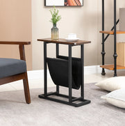 Tavolino 49 x 19 x 55 cm marrone scuro e nero con tasca portaoggetti