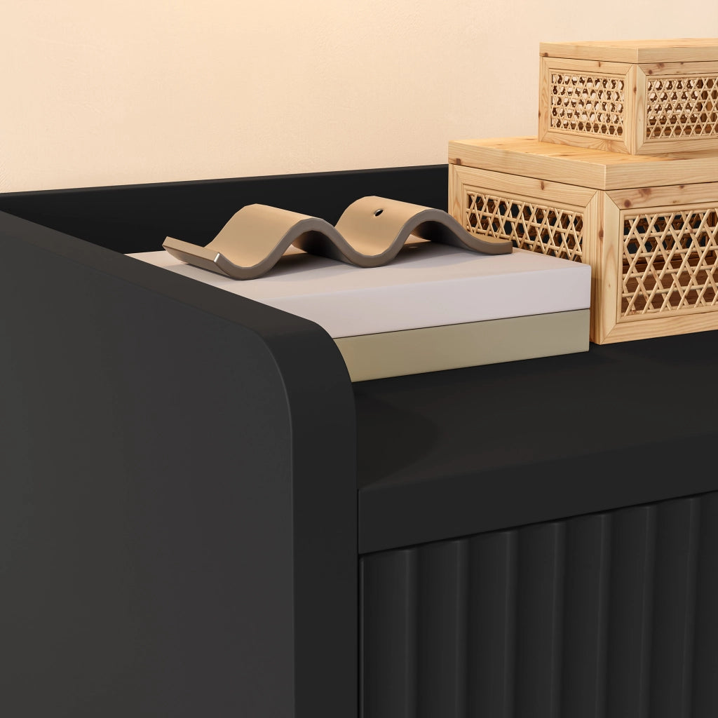 Set di 2 Comodini Nand con Cassetto e Vano Aperto 55x49x39 cm Nero [en.casa]