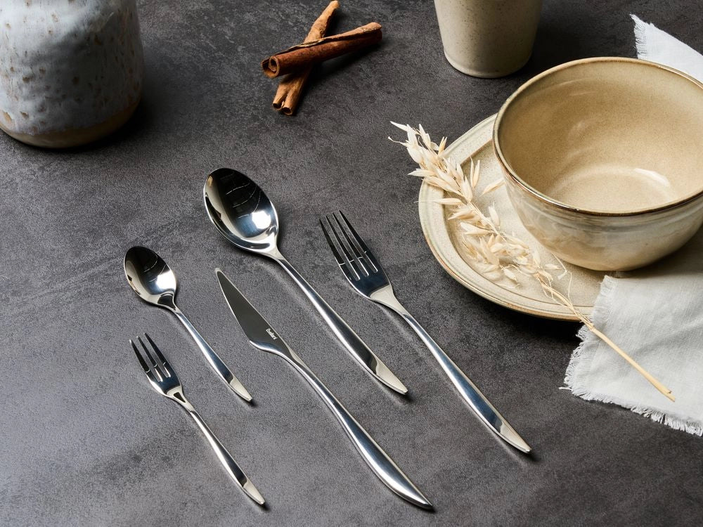 Set di posate in acciaio inossidabile argento 30 pezzi per ogni occasione Coltello Cucchiaio Forchetta Cucchiaino Forchetta da torta Design moderno