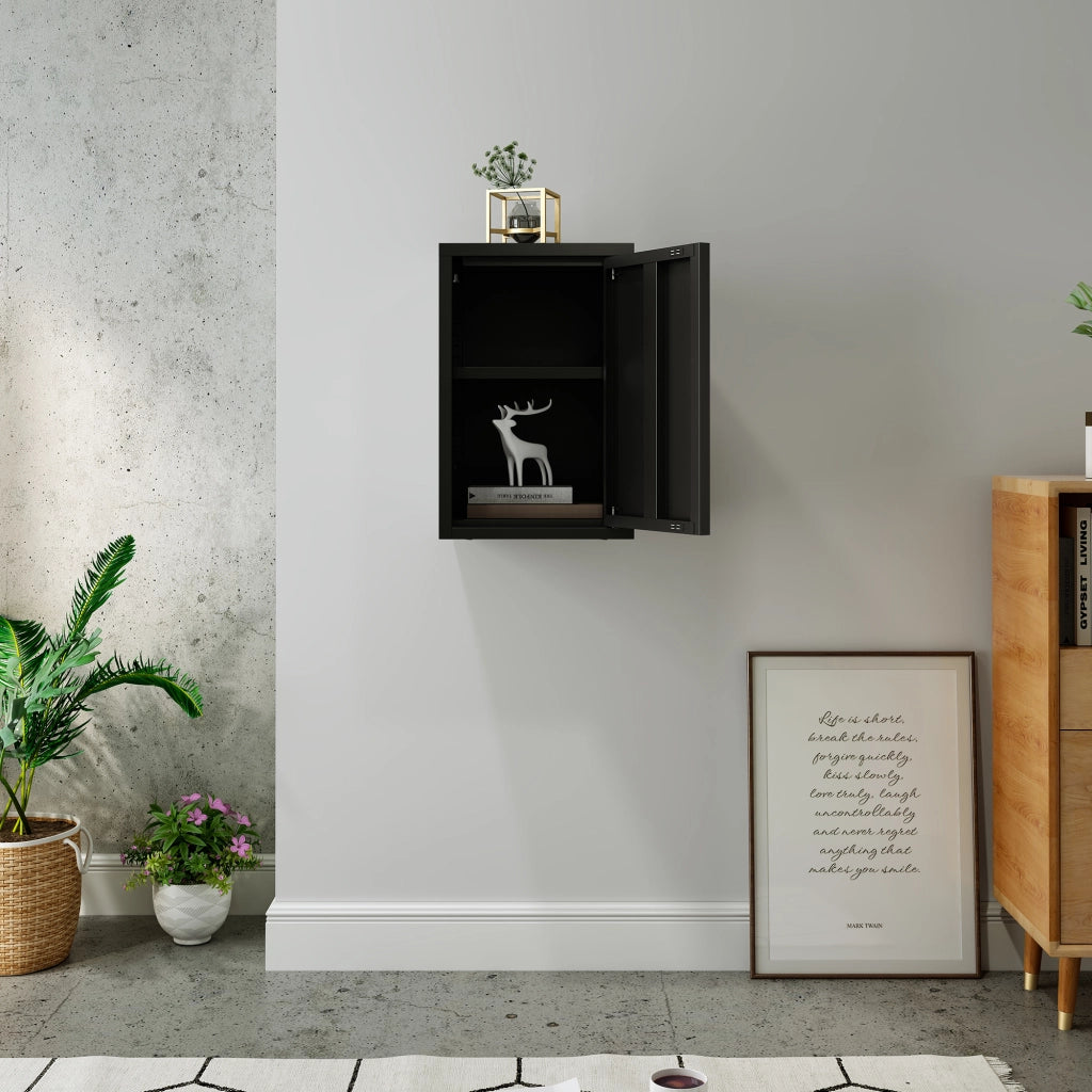 Armadietto a Parete Burlöv con Anta in Acciaio 50 x 33 x 35 cm - Nero [en.casa]