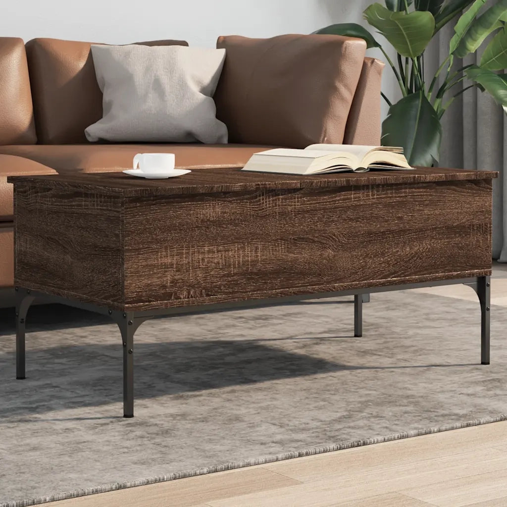 Tavolino da salotto | Tavolino da caff¨¨ | Tavolino da Soggiorno Rovere Marrone 100x50x45cm Legno Multistrato e Metallo