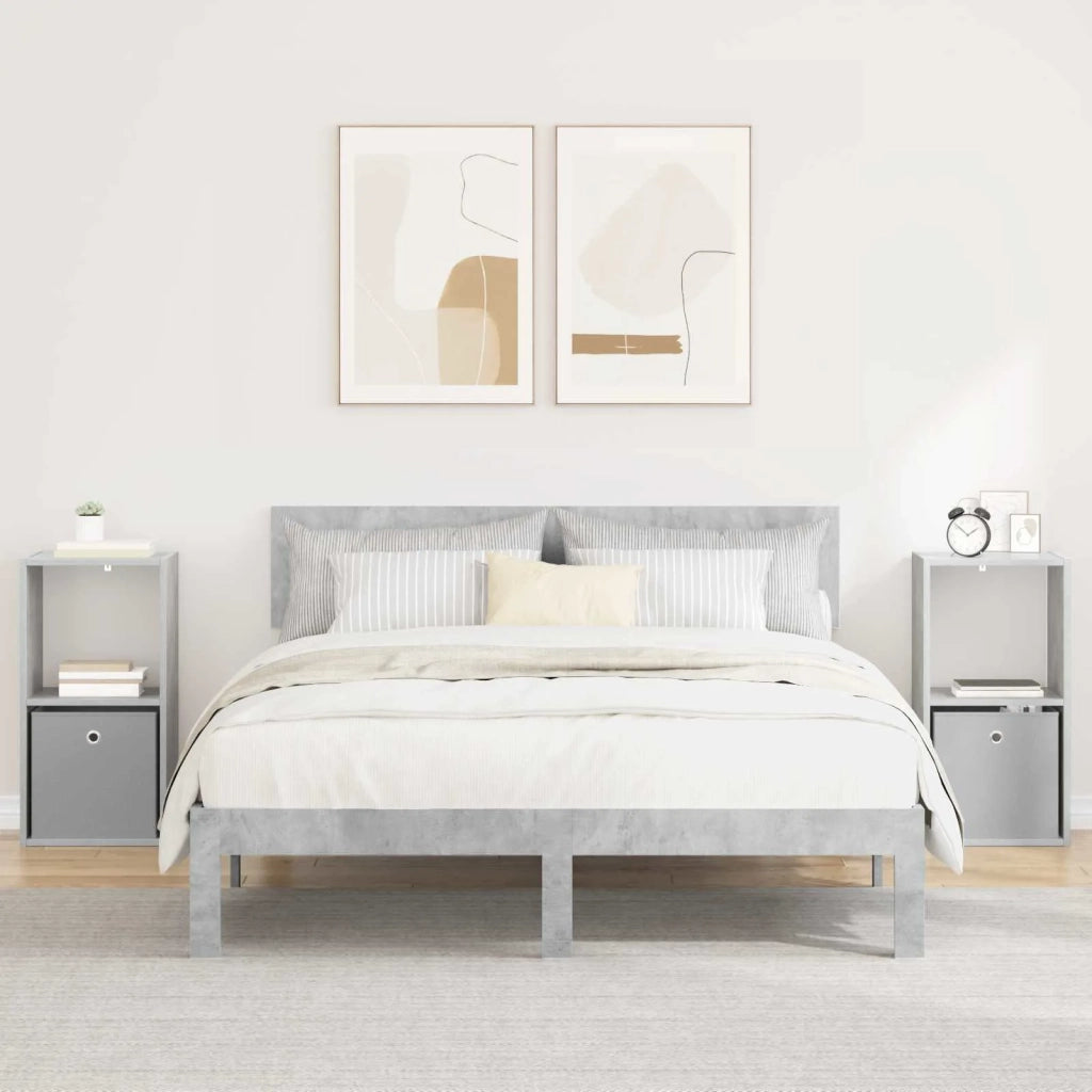 Set di 2 Comodini | Armadio da Notte | Mobiletto da notte con cassetto Grigio cemento 35 x 32 x 68,5 cm
