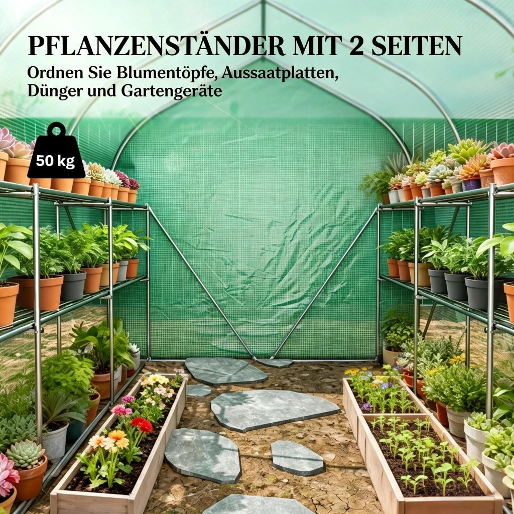 SERRA Tunnel da giardino 198x293x194 cm in acciaio zincato e PE verde