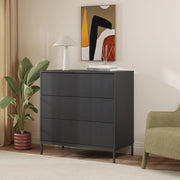 Cassettiera Nykapin Comò a 3 Cassetti 80 x 80 x 40 cm - Nero [en.casa]